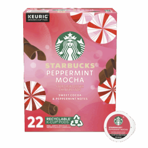 Starbucks Peppermint Mocha, Flavored K-Cup Coffee Pods, 100 Arabica, Naturally Flavored, Limited Edition, 22 ct
